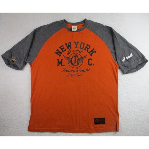 VTG G Unit Shirt Mens 2XL Orange New York Heavyweight Graphic Tee Hip Hop 2000s - Picture 1 of 12